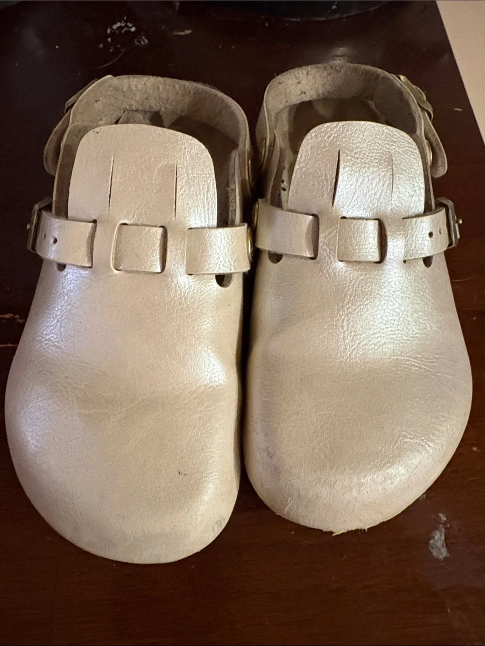 Birkenstock Kids Tokio Cream Leather Slip-On Clog